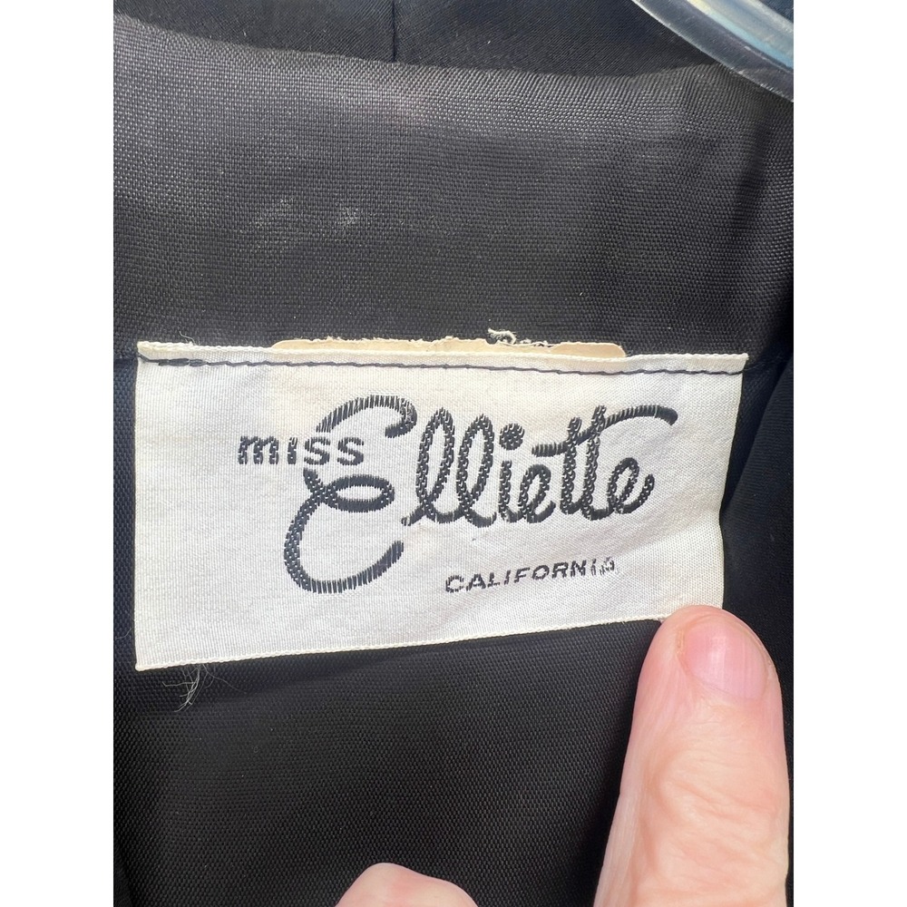 VTG Miss Elliette California Sz 10 Black Pleated Jumpsuit Wide Leg Sheer Sleeve - Picture 4 of 14